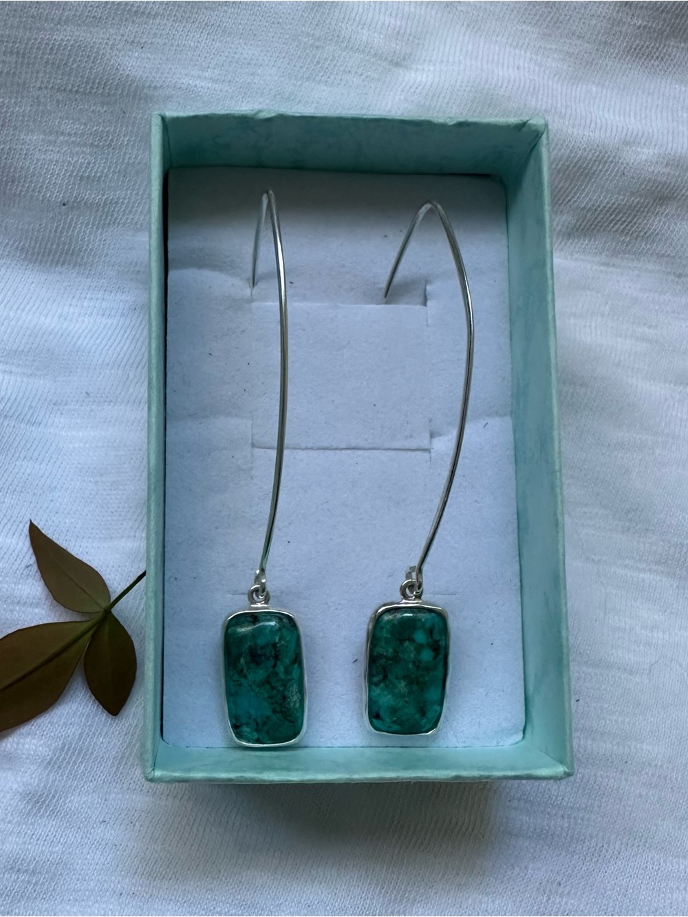Silpada Sterling Silver 925 Turquoise Drop Earrings - Teal/Green (oasis) W3379